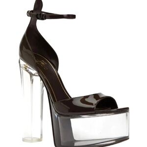Chic Black and Clear Platform Heels